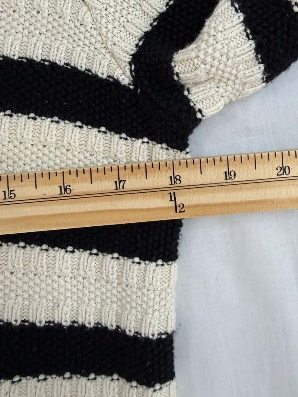 J.Jill Wearever Striped Knit Cardigan Black Cream Button Front Small Petite - Picture 6 of 9